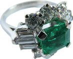 bague or blanc emeraude et diamant baguette