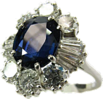 Bague saphir et diamant trapeze